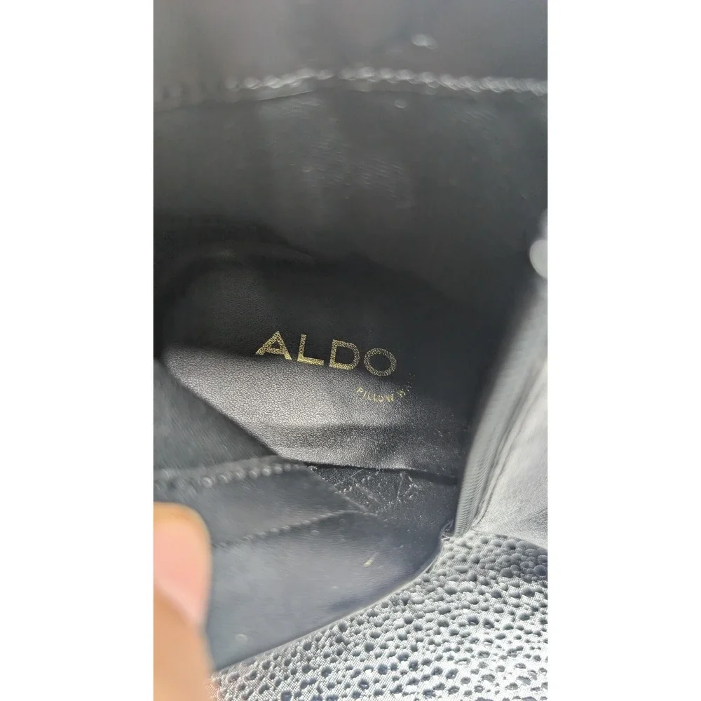 Aldo Black Leather Block Heel Ankle Boots Pillow Walk Dual Zip Womens 5‎ EUR 35
